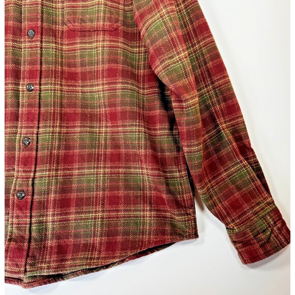 Orvis Mens XL Plaid Flannel Shirt Jacket Red Green Heavyweight Outdoor Workwear - Picture 3 of 15
